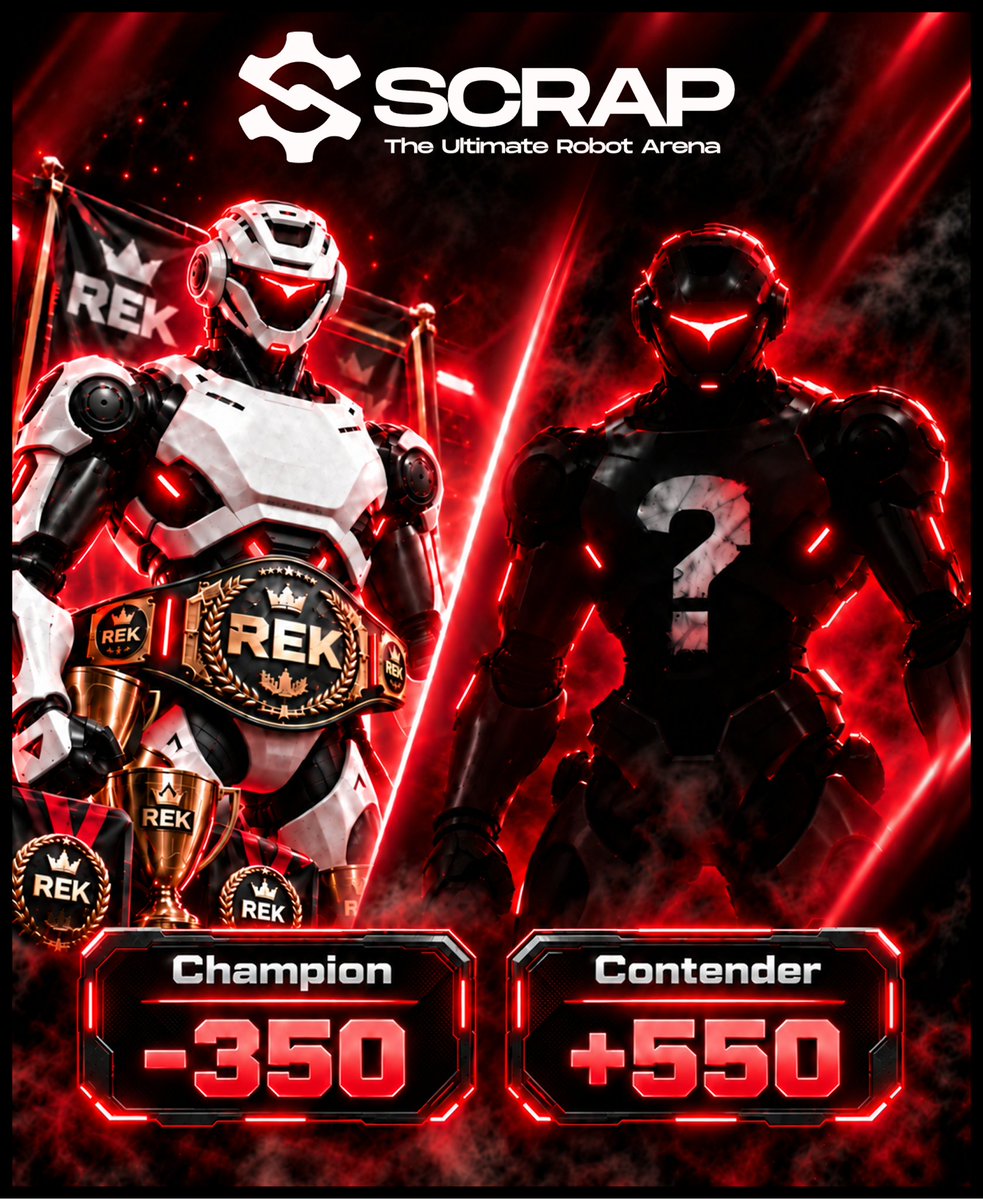 ScrapMarkets's tweet photo. Would you rather:

A) Bet on the same robot you’ve watched 10 times 🤖

OR

B) Bet on a robot you’ve never seen fight 👀

Seems obvious… right? https://t.co/AIQPLZo3I6