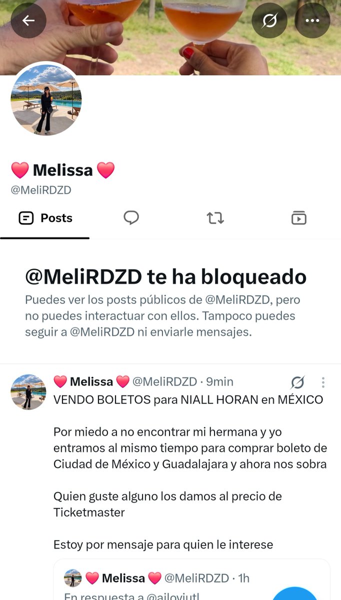 mar890125's tweet photo. Tengan cuidado con @MeliRDZD es ESTAFAA Para sus boletos de Niall horan, fuerza regida, todos los eventos dirá que no viajará y por eso los venderá. https://t.co/MOBX0iFJ8t
