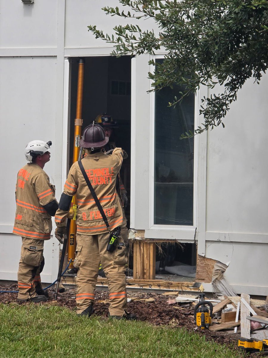 scfdpio's tweet photo. Today at 12:03 pm Vehicle vs Building accident at Apartment at Integra Crossings in Sanford. No injuries. Squad 2 installs shoring to temporarily keep stable to prevent further collapse. #MoreThanFire https://t.co/z6knW7SXqz