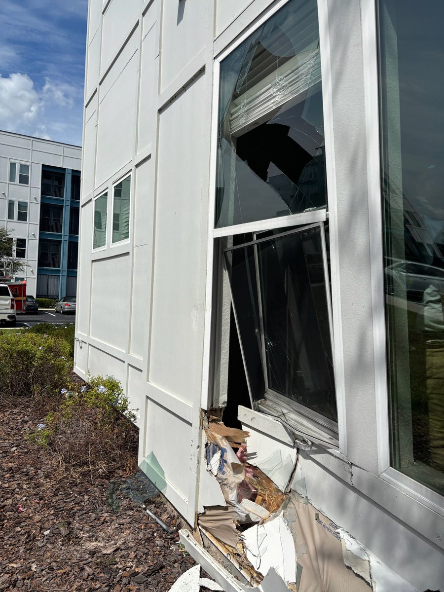 scfdpio's tweet photo. Today at 12:03 pm Vehicle vs Building accident at Apartment at Integra Crossings in Sanford. No injuries. Squad 2 installs shoring to temporarily keep stable to prevent further collapse. #MoreThanFire https://t.co/z6knW7SXqz