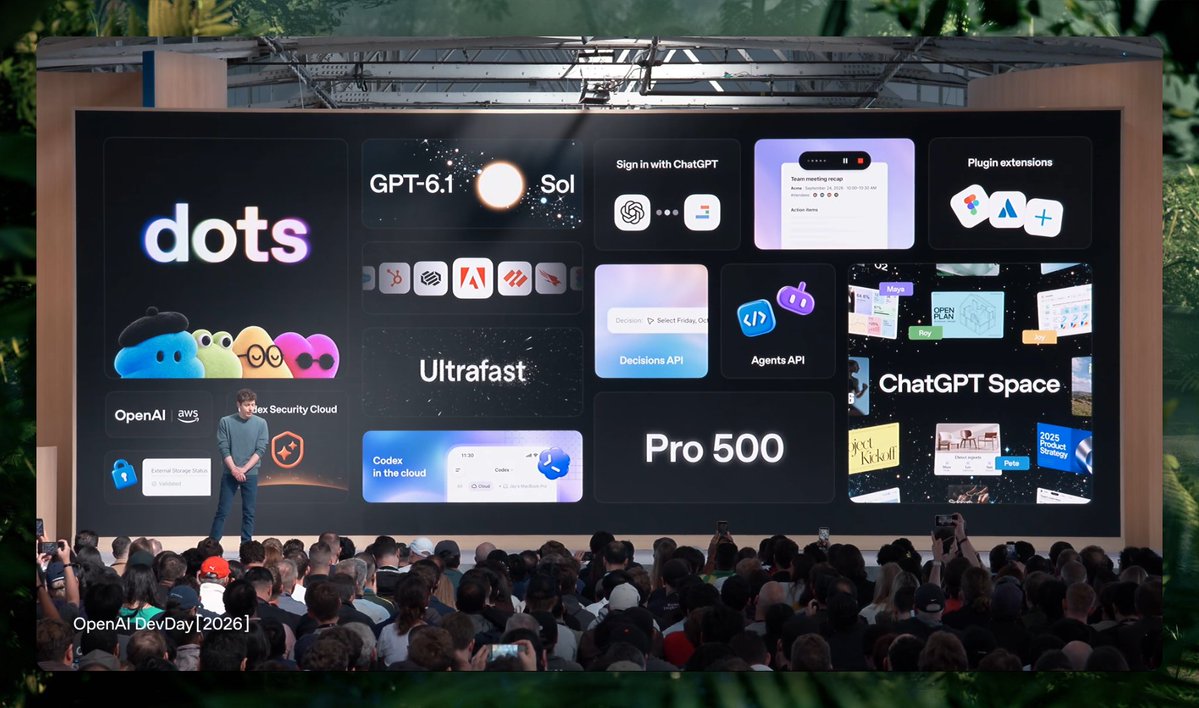 goon_nguyen's tweet photo. okay, let me wrap up OpenAI DevDay for you:
- a clone of GrokBot
- a clone of Notion &amp; Claude Tag
- a clone of Opus 5.5
- a clone of Claude Cloud Environment
- a clone of Jev
- a $500 plan
- a super fast mode (~300tps)
- a marketplace &amp; a bunch of plugins

you're welcome! https://t.co/F33RB4s0Oo