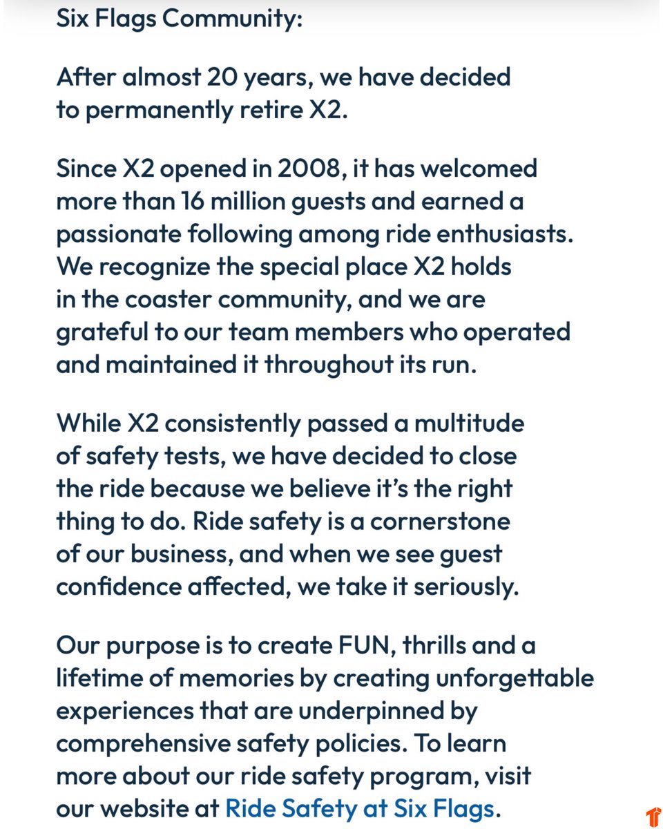 TheThizzler's tweet photo. Six Flags Magic Mountain’s iconic X2 is permanently closing after nearly 20 years 🎢💔 https://t.co/UqGY6nJ4aY