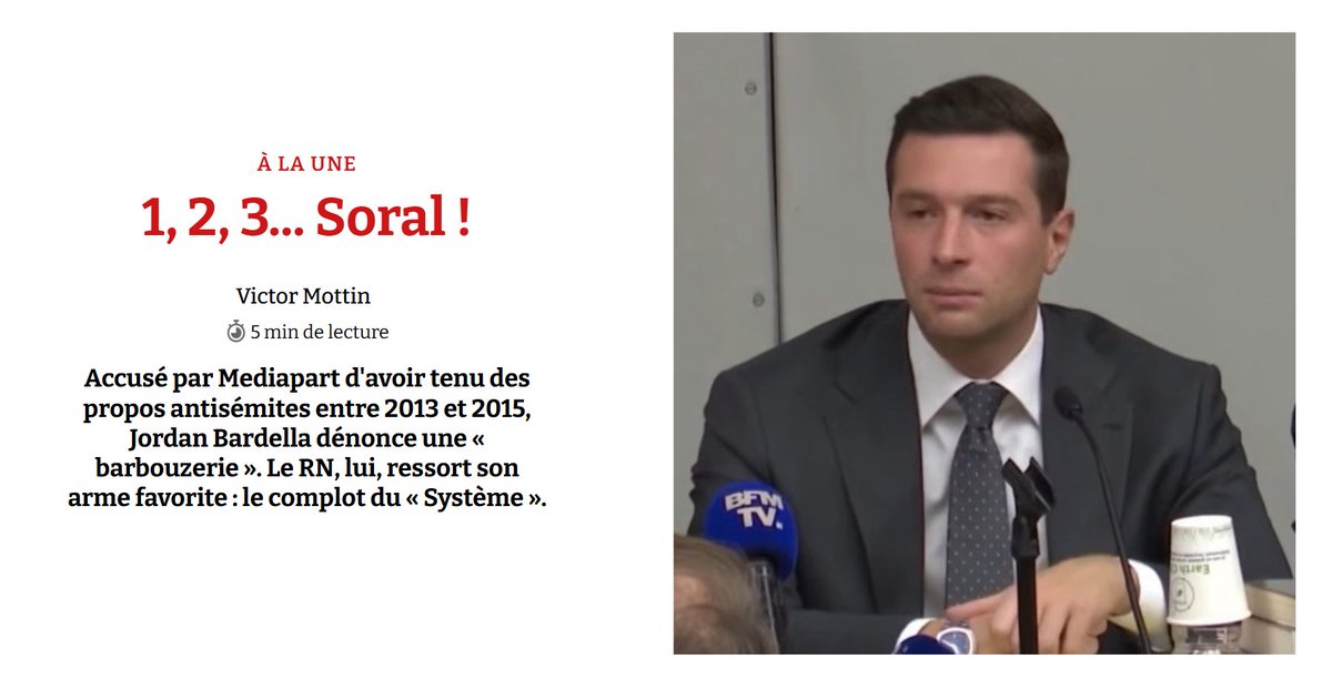 mtnn_Victor's tweet photo. « Faux grossier », « barbouzerie », « officines »... Comme un seul homme ou presque, le rouleau compresseur du RN s'est mis en branle pour soutenir son poulain. Pourtant, la bombe de Mediapart n'est pas une surprise mais plutôt une confirmation.

➡️https://t.co/bCri0Sybls https://t.co/wUWSW7drlX