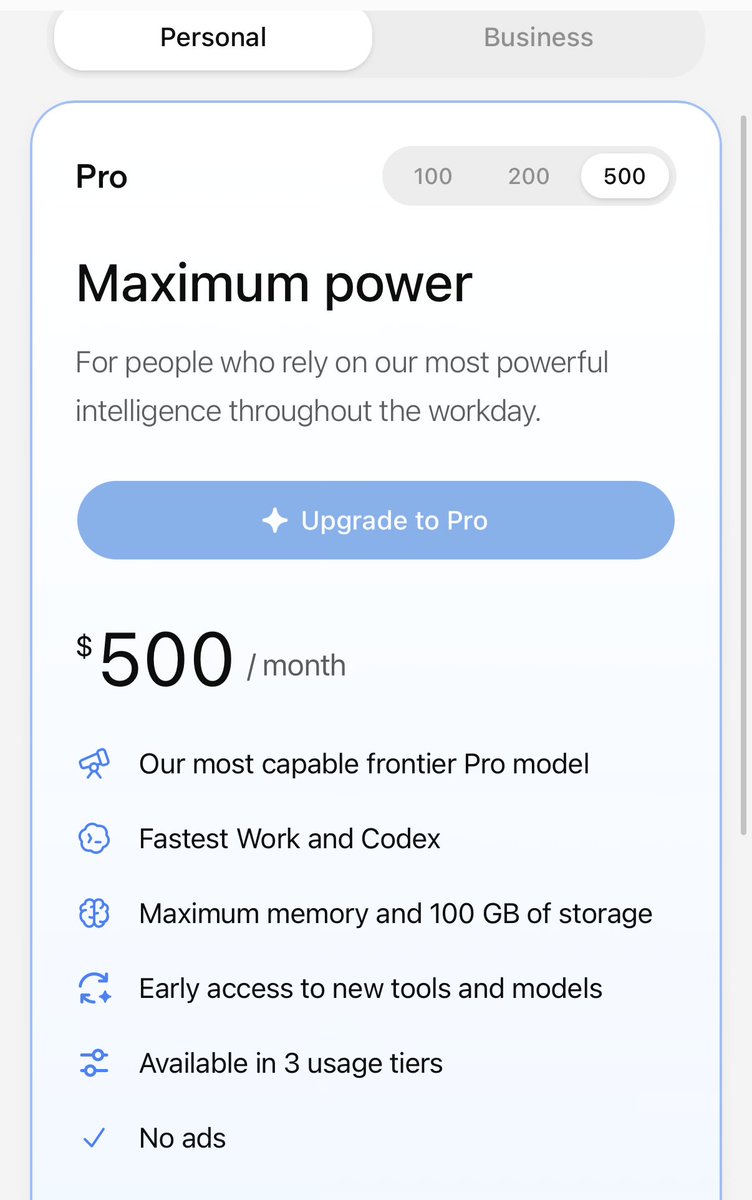robottoox's tweet photo. Here comes the $500 plan https://t.co/txf9mqjqfW