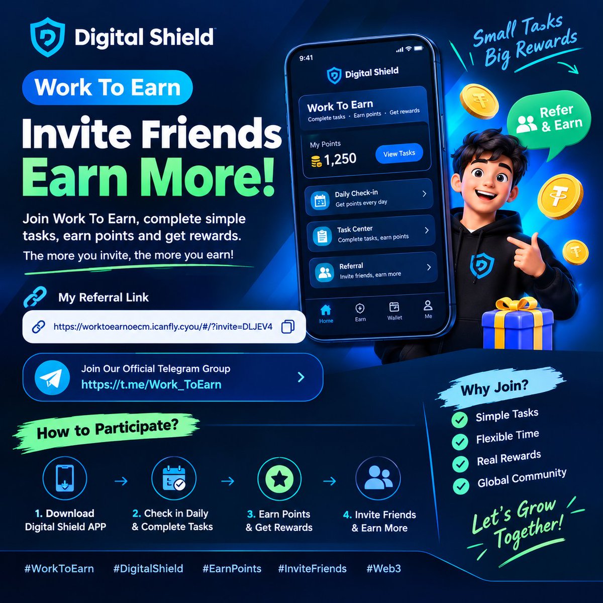 LINOXX9090's tweet photo. 🚀 Work To Earn!

Complete tasks, earn points &amp; invite friends. 🎯

🔗 Join: https://t.co/0m2RVFbFvR…

📢 Telegram: https://t.co/QwZ8BfyUwY

#WorkToEarn #DigitalShield #EarnPoints https://t.co/mVeDgmVg4B