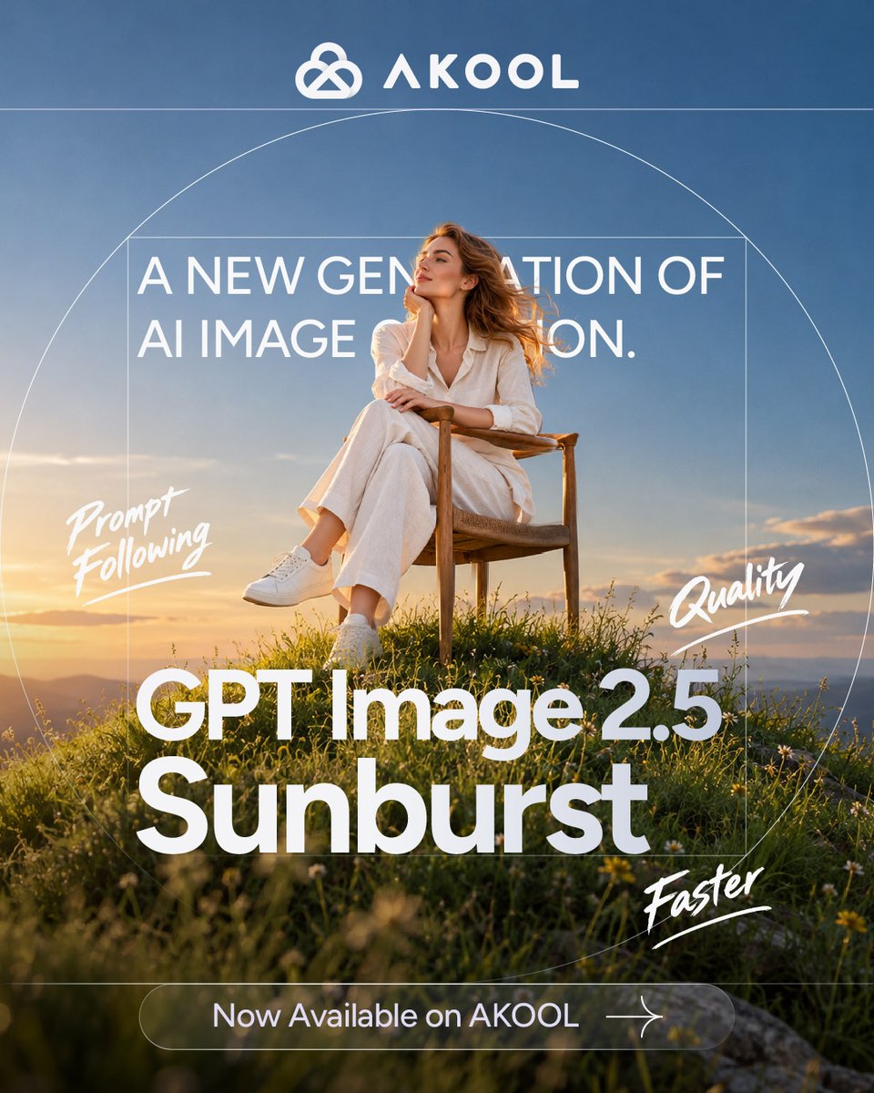 AkoolInc's tweet photo. Turn your ideas into high-quality visuals with the latest image generation experience—ready for creative campaigns, product concepts, social content, and more.

Create, experiment, and bring your imagination to life directly on AKOOL.

Try GPT Image 2.5 now https://t.co/gUeF7T07cE