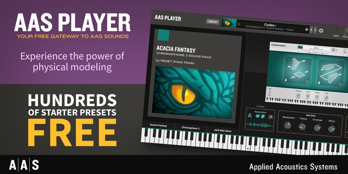 AAS_News's tweet photo. Introducing the brand new AAS Player: Your free gateway to AAS sounds.
https://t.co/LTS8CSXKv2
Focused controls, convenient browser, large free library
Download it for free today!
#freevst #physicalmodeling #freesynth #musicproducer https://t.co/SNyTYPqCJM