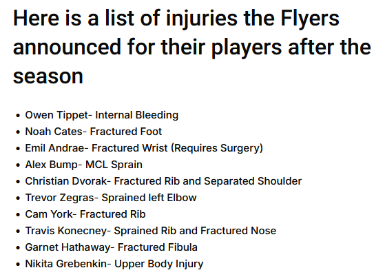 thundersuckles's tweet photo. it's hard not to be pissed off bc of how ubiquitous player safety issues are. last season the leafs were riddled with injuries bc of cost cutting. then there was the mcavoy situation. and the laundry list of injuries released post playoffs.

real men play through it though !!!! https://t.co/n0bJNZNREr