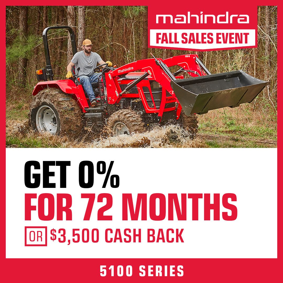 MarcyDuane's tweet photo. Mahindra's Fall Sales Event is here! Save big on the tractor you need. Get 0% for 72 months or up to $3,500 cash back on the 5100 series. Call us today at  (440) 577-1129 to learn more!
.
.
.
#Mahindra #ROXOROffRoad #TractorFanatic #FarmerStrong #Photography #ForYou https://t.co/xso8bDh5Lh