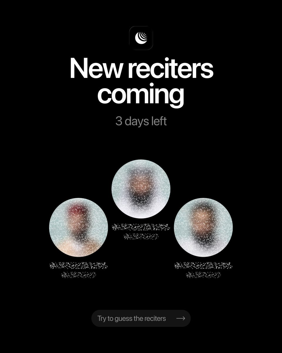 quranifyapp's tweet photo. New reciters are coming to Quranify 😍

Can you guess who they are?
Drop your answers below👇🏼 https://t.co/NSsmtDSjxk