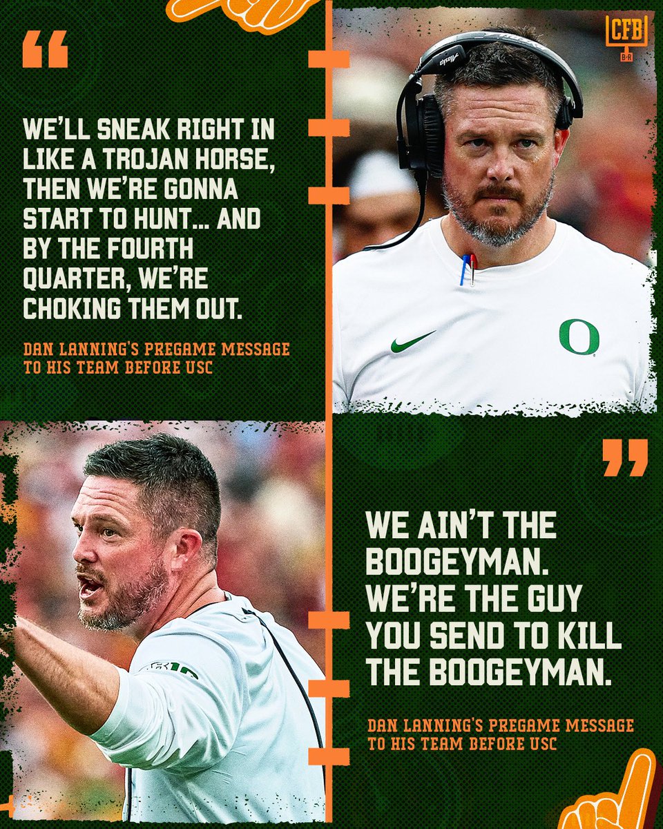 BR_CFB's tweet photo. Oregon HC Dan Lanning delivered another all-time pregame speech before Oregon's 41-27 win over USC 🔥 https://t.co/QafBhAr2nm