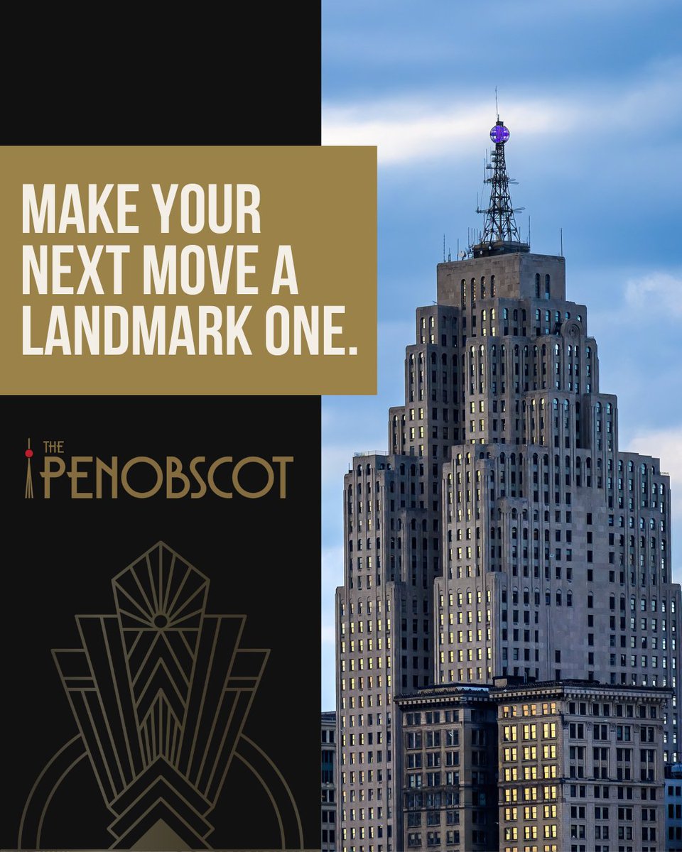PenobscotDet's tweet photo. Historic character. Downtown convenience. An address people recognize.

Schedule a tour at https://t.co/3RRO7feEXN or call (313) 961-8800. 

#NowLeasing #DetroitOfficeSpace #DowntownDetroit #PenobscotBuilding #CommercialRealEstate https://t.co/FAurQuQx1T