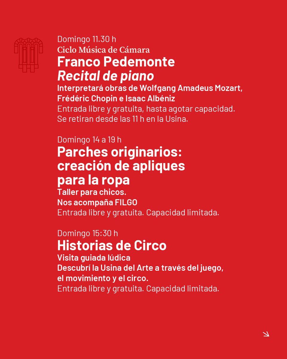 UsinadelArte's tweet photo. ¡Arrancamos octubre en la Usina!

Del viernes 2 al domingo 4 de octubre, nos encontramos con música, talleres y propuestas para disfrutar en familia. https://t.co/Sz3JYLR3gZ