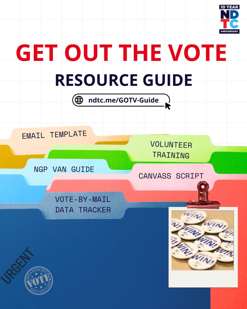 TrainDems's tweet photo. GOTV runs on volunteers. Get yours ready before shift day. Email template, MiniVAN setup, scripts, and planning tools. All free.
π ποΈ https://t.co/a7NaIzKWJb
#NDTC #TrainDems #BuildTheBench #GOTV #GetOutTheVote https://t.co/Vrh6mFblBH