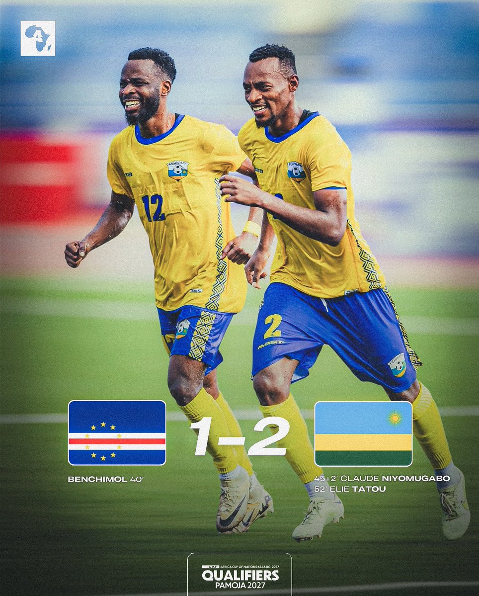 ActuFootAfrique's tweet photo. 🚨 LE RWANDA 🇷🇼 S’IMPOSE AU CAP-VERT 🇨🇻 (1-2) ET RÉALISE LE 2️⃣/2️⃣ !! 🌍🤯 https://t.co/qb8EC60VP7