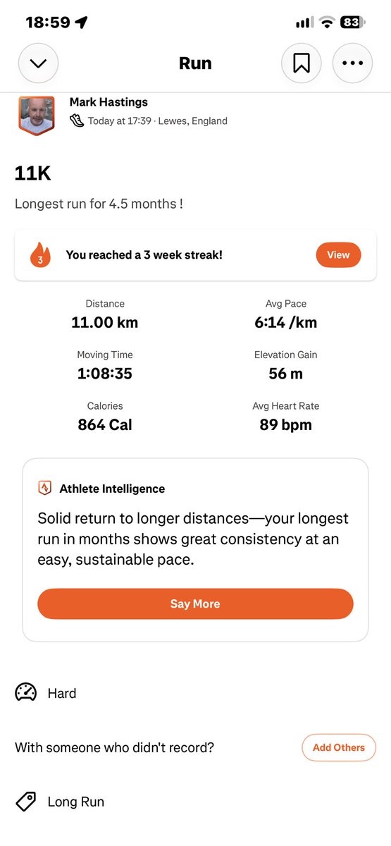 ploddercfc's tweet photo. I will take that! Longest run for over 4.5 months. 11K bloody shattered, just managed to dodge the rain! #running #fitness #ukrunchat https://t.co/ngAD2EEimb
