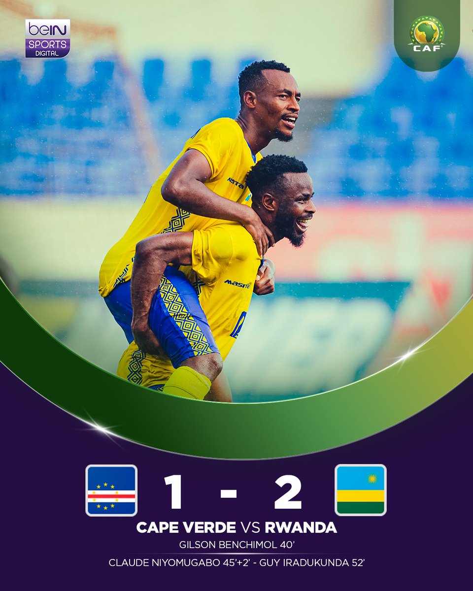 beINSPORTSUSA's tweet photo. 🇷🇼🔥 RWANDA STUN VOZINHA’S CAPE VERDE! 🇨🇻

The Blue Sharks 🦈 suffered a home defeat against the Wasps 🐝, who have breathed new life into their campaign in the 2027 Africa Cup of Nations qualifiers 🏆🌍.

⚠️ The surprise team of the 2026 World Cup has seen its hopes of reaching the continental tournament take a hit after suffering its second defeat 📉

👀 Can Cape Verde bounce back in the next rounds? ⬇️🔥    

Don’t miss the AFCON 2027 qualifiers on beIN SPORTS     
#AFCON2027 #beINAFCON2027 #AFCON #TotalEnergiesAFCON #Vozinha