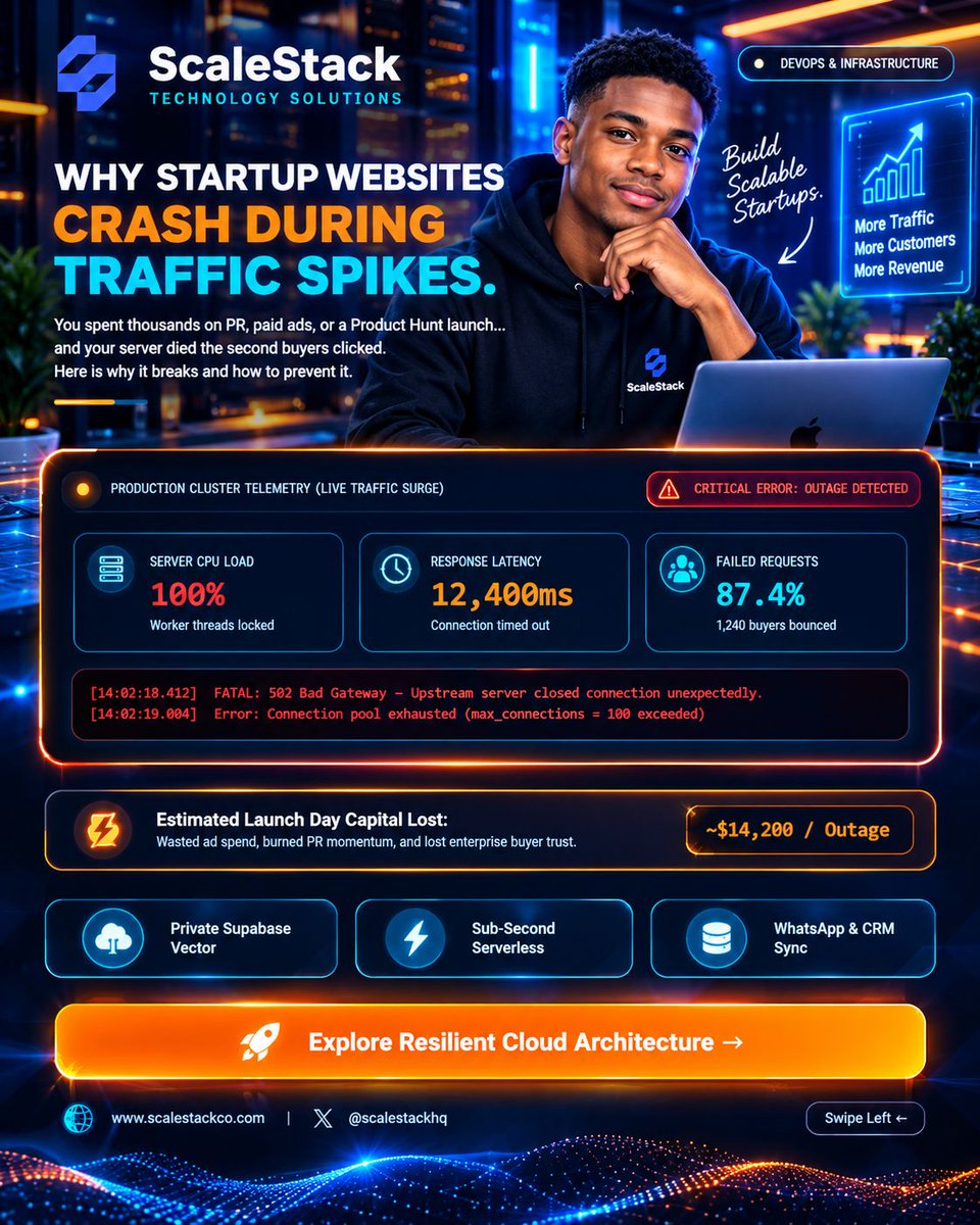 ScaleStack0's tweet photo. Going viral means nothing if your website crashes. 🚨

Slow hosting, heavy images &amp; database overload kill conversions.

ScaleStack builds infrastructure that handles traffic spikes.

🚀 DM "SECURE" before your next launch.

#ScaleStack #DevOps #WebDevelopment https://t.co/zkDXeo0I6q