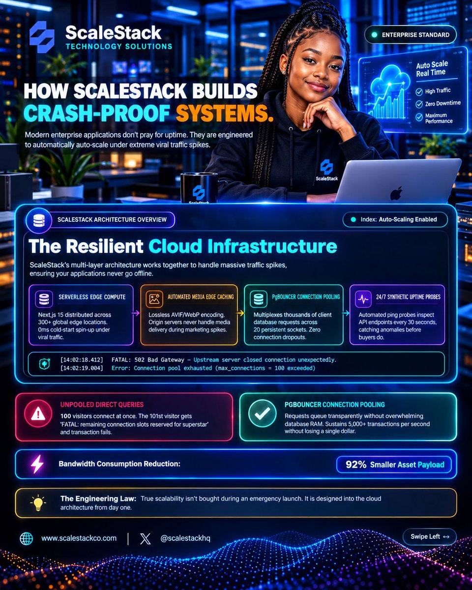 ScaleStack0's tweet photo. Going viral means nothing if your website crashes. 🚨

Slow hosting, heavy images &amp; database overload kill conversions.

ScaleStack builds infrastructure that handles traffic spikes.

🚀 DM "SECURE" before your next launch.

#ScaleStack #DevOps #WebDevelopment https://t.co/zkDXeo0I6q