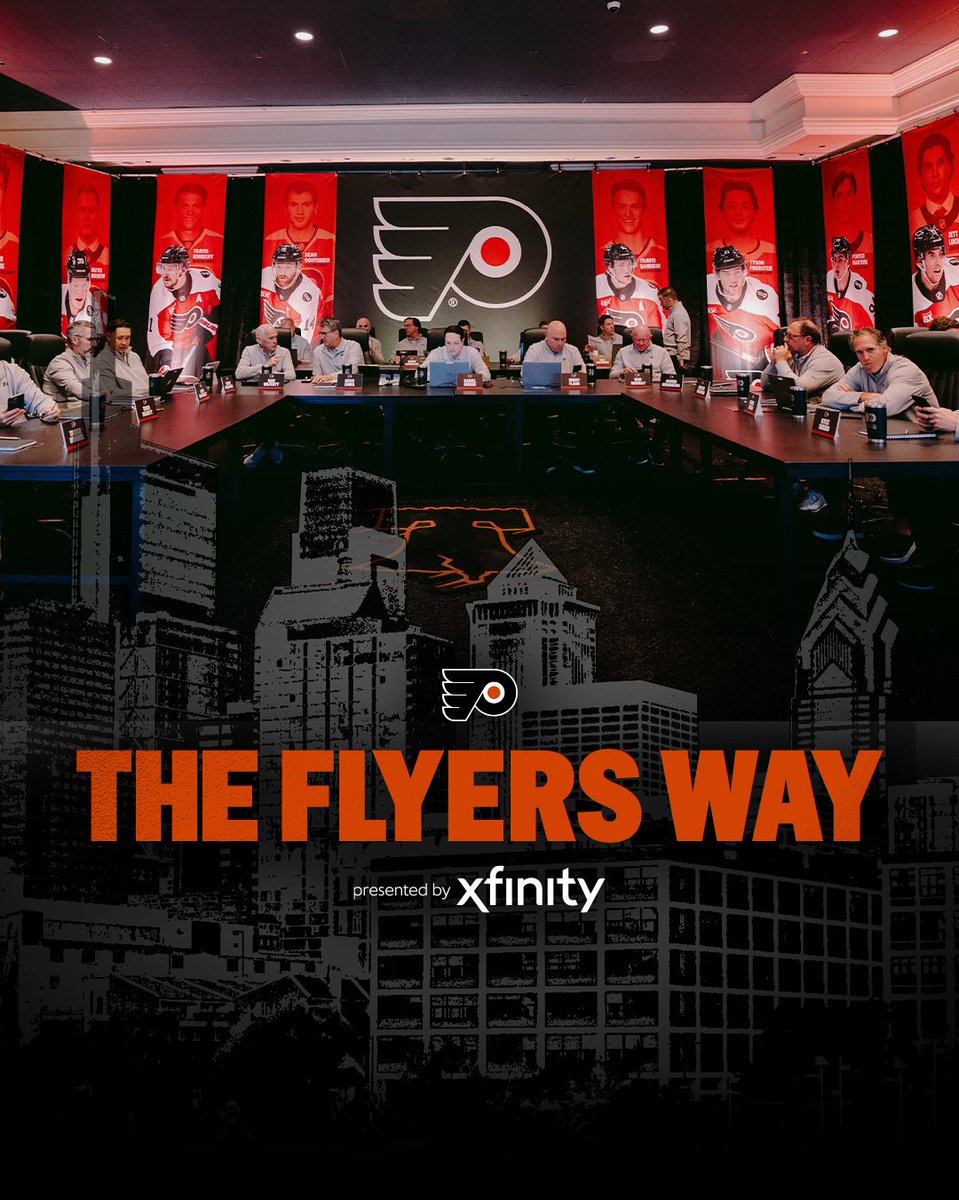 NHLFlyers's tweet photo. LIGHTS. CAMERA. ACTION. 🎬🏒

The Emmy Award-winning series, The Flyers Way presented by @Xfinity returns TONIGHT at 7PM. Get an all-access look at Training Camp as a renewal of the Battle of PA awaits for the season-opener.