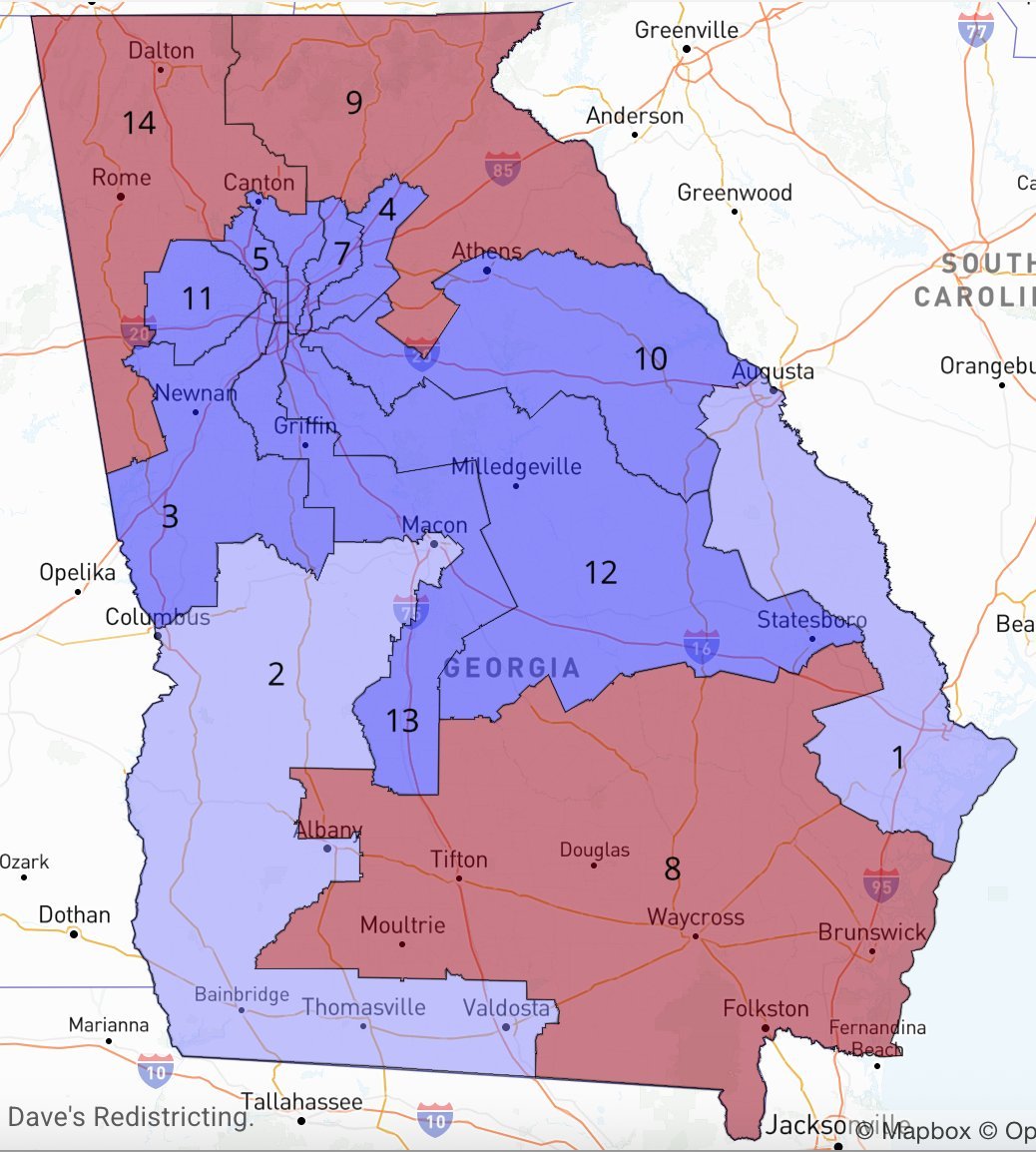 davidslosttt's tweet photo. If the Georgia Dems ever gain a statewide trifecta, they could draw a 11D-3R ruthless gerrymander post-Callais

Also known as... the BOTTOMSMANDER https://t.co/Owafi2soe4
