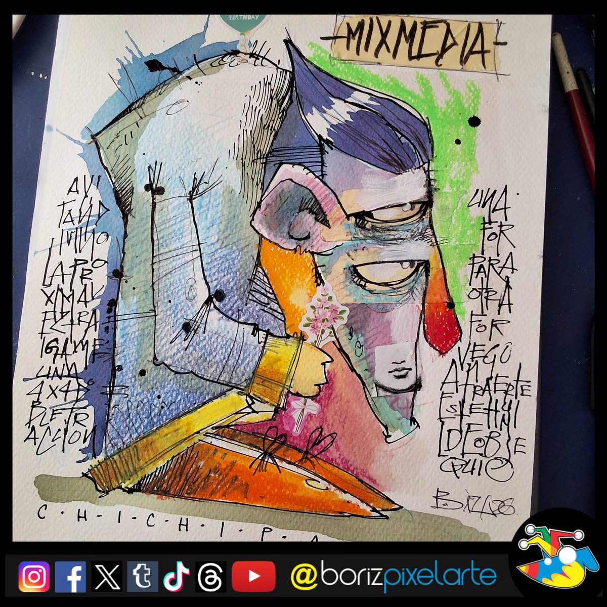 borizpixelarte's tweet photo. Sketchbook 2732 - mix media character
A CHARACTER BORN FROM COLOR π¨ποΈ
Cuando el caos de las texturas encuentra un personaje.
#FantasyIllustration #MixedMediaArt #CharacterArt #SketchbookArt #ExperimentalArt https://t.co/apPzfpUmlp