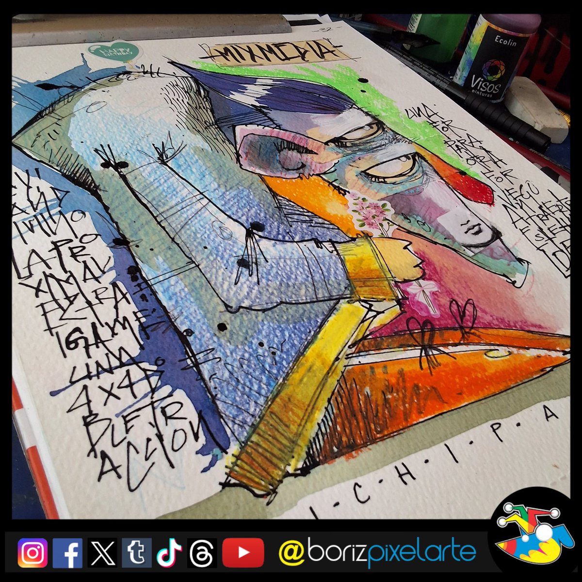 borizpixelarte's tweet photo. Sketchbook 2732 - mix media character
A CHARACTER BORN FROM COLOR π¨ποΈ
Cuando el caos de las texturas encuentra un personaje.
#FantasyIllustration #MixedMediaArt #CharacterArt #SketchbookArt #ExperimentalArt https://t.co/apPzfpUmlp