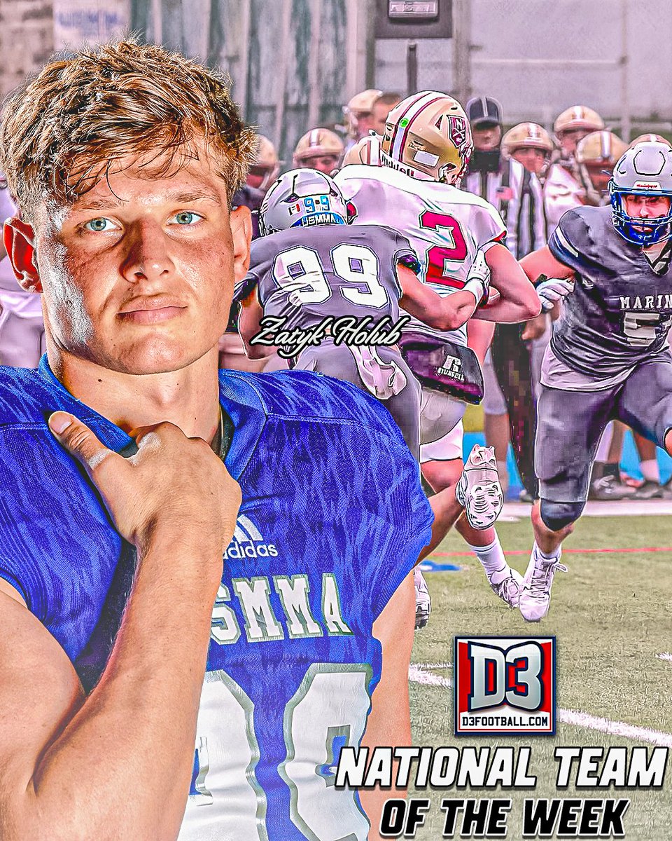 USMMA_Athletics's tweet photo. 🏈⚓ 𝐀 𝐒𝐓𝐑𝐎𝐍𝐆 𝐃𝐄𝐅𝐄𝐍𝐒𝐈𝐕𝐄 𝐄𝐅𝐅𝐎𝐑𝐓. 𝐍𝐀𝐓𝐈𝐎𝐍𝐀𝐋 𝐑𝐄𝐂𝐎𝐆𝐍𝐈𝐓𝐈𝐎𝐍. 🔥

Congrats to @USMMAFootball's Zatyk Holub on earning @d3football National Team Of The Week honors!

🔗 https://t.co/8Z9bgsTEDA

#d3fb #OURAcademy @NEWMACsports https://t.co/PsjTRcwqnJ