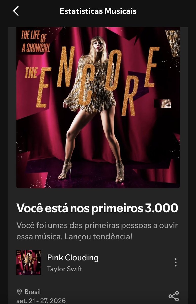 JesusPaulinn's tweet photo. fiquei entre os 3mil primeiros a ouvir o showgirl encore e vocês? https://t.co/6fFiQ7P2dH