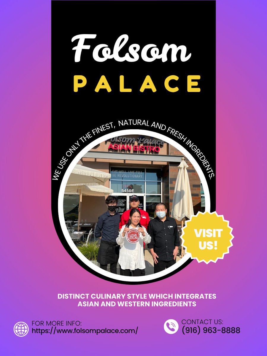 PalaceFolsom's tweet photo. A welcoming vibe and bold flavors define our Asian bistro restaurant. We create meals that bring people together. Drop in today to enjoy a casual yet memorable dining experience. #AsianBistroRestaurant #WhereFlavorMeetsTradition #ExceptionalService
https://t.co/Qv2W1GXZ4P https://t.co/6ZQeBUbr8K