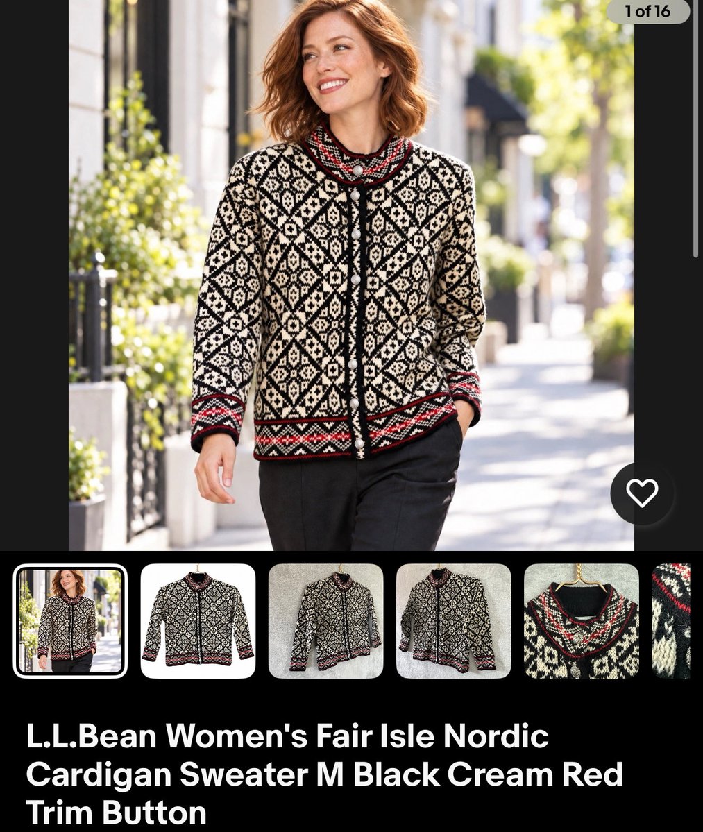 lisnarda6's tweet photo. Check out L.L.Bean Women's Fair Isle Nordic Cardigan Sweater M Black Cream Red Trim Button https://t.co/uugCtglx0N #eBay via @eBay https://t.co/8MNp1O3NSs