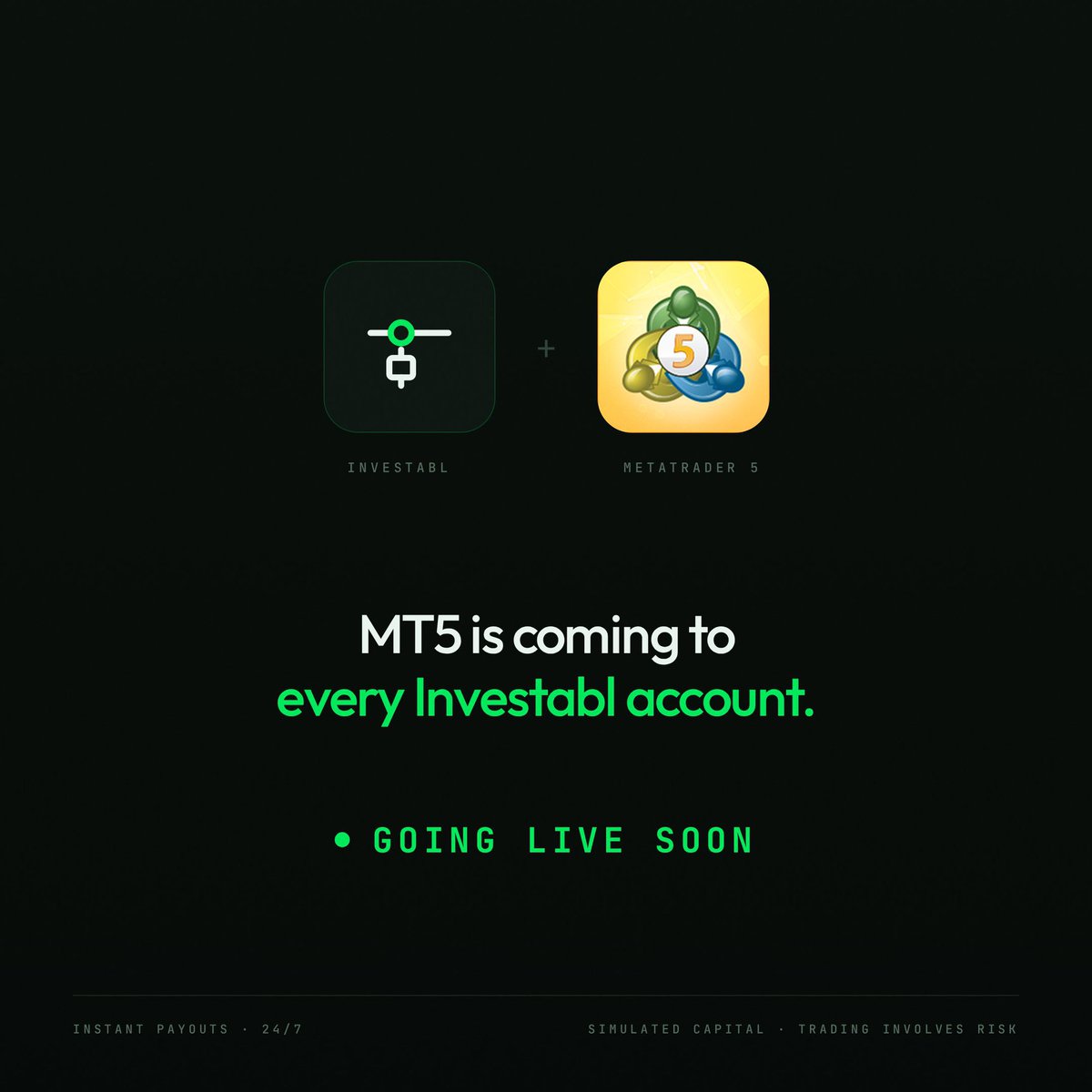Fx_Parvez's tweet photo. MT5 coming to @InvestablProp is a massive win! Can't wait for this to go live 🚀​
#Investabl #MT5 #PropFirm #FundedTrader #Forex #TradingCommunity https://t.co/HkNt9Y98Fi