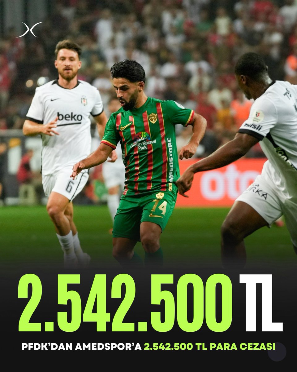 amedsporxpresss's tweet photo. PFDK, Amedspor’a toplam 2.542.500 TL para cezası verdi. Ayrıca Batı Alt 109, 110, 111 ve Güney Alt 122, 123, 124, 125 numaralı bloklara bir sonraki iç saha maçı için seyirci kısıtlaması uygulandı.
Teknik sorumlu Besnik Hasi, 1 resmi müsabakada soyunma odası ve yedek kulübesine giriş yasağı ile 100.000 TL para cezasına çarptırıldı. Başkan Nahit Eren hakkında ise ceza verilmesine yer olmadığına karar verildi.
