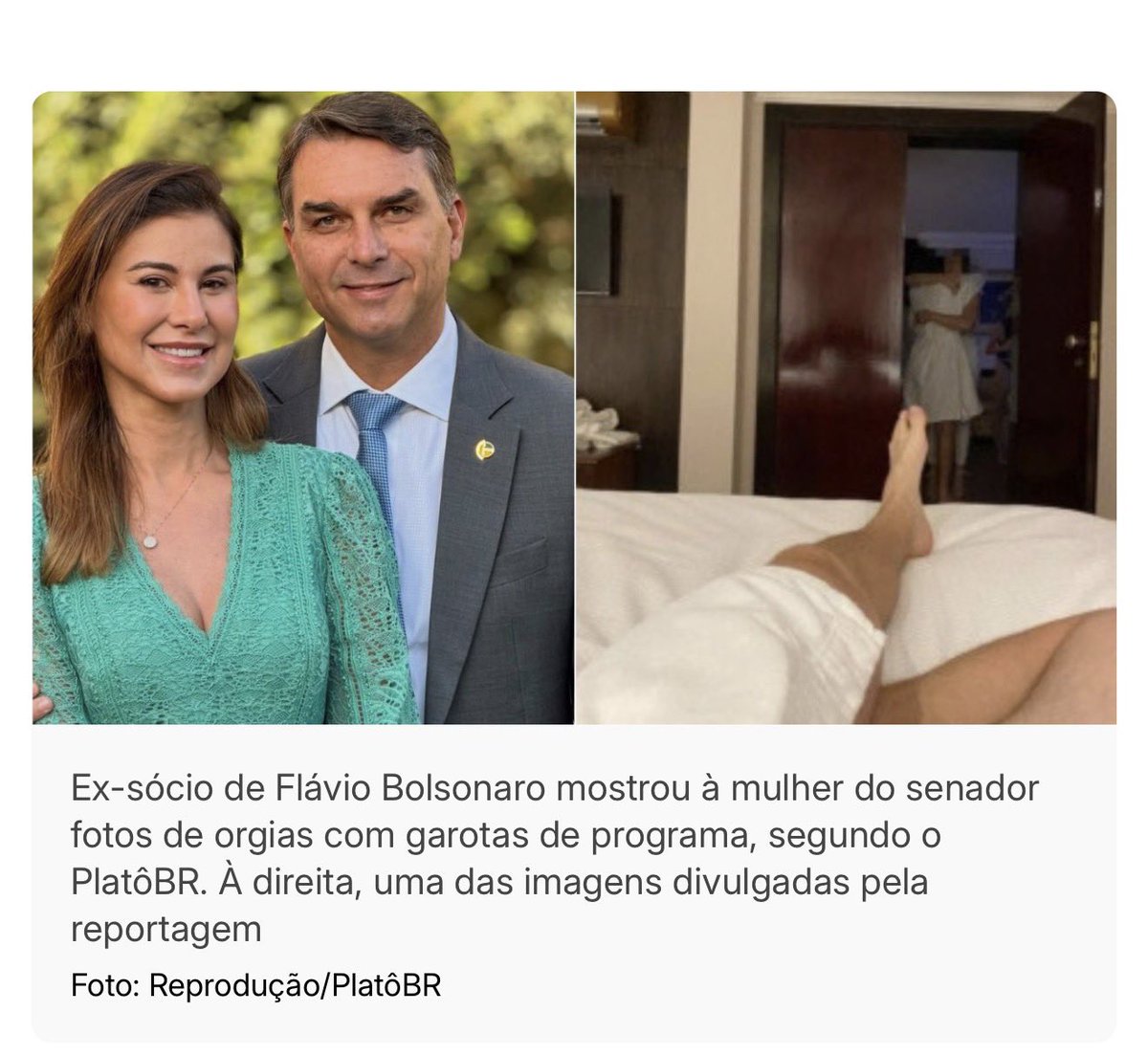 roberta_bastoss's tweet photo. O ex-sócio e antigo amigo do senador Flávio Bolsonaro (PL), Alexandre Ferreira Dias Santini, guardou mensagens, fotos e documentos que indicariam o pagamento de despesas pessoais do parlamentar por pessoas próximas, segundo reportagem publicada hoje (29) pelo site PlatôBR.

Entre os registros está a compra de um relógio Rolex de ouro branco, avaliado em R$ 305 mil, e uma mensagem em que Santini cita uma suposta atuação de Flávio junto ao ministro Kassio Nunes Marques, do STF. As conversas divulgadas pelo portal também citam festas com garotas de programa.

Segundo o PlatôBR, o Rolex Submariner Date foi comprado em fevereiro de 2022 pelo advogado Alan Belaciano. A nota fiscal está em nome do advogado, mas mensagens às quais o site teve acesso indicariam que o relógio teria sido comprado para Flávio.

Belaciano também teria pago mais de R$ 90 mil em equipamentos de academia instalados na casa de Flávio em Brasília (DF). Na época em que o pagamento veio a público, o senador afirmou que os equipamentos haviam sido comprados por um amigo como um “empréstimo pessoal”, que estaria sendo quitado.

A reportagem afirma ainda que pessoas próximas a Flávio teriam pago outras despesas do senador, incluindo itens para sua residência.