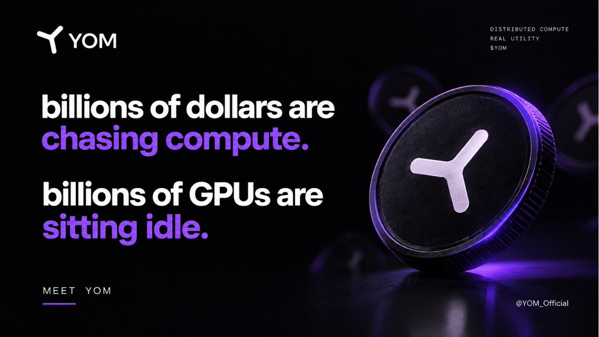 timeless243's tweet photo. a lot of people talk about AI like it only exists in the cloud.

but the cloud is really just buildings full of GPUs.

and those buildings are becoming harder to build.

communities push back because of power consumption.
new projects get delayed.
yet demand for compute keeps growing.

at the same time, a gaming PC in someone’s house can sit unused for most of the day.

same type of hardware,
just sitting there doing nothing.

that’s the problem @YOM_Official is trying to solve.

YOM is a distributed compute network where people can connect hardware they already own and get paid for providing compute.

the easiest example is gaming:

let’s say you open a game on your phone or laptop but you are not running the heavy part on that device.

somewhere else, a person’s PC with a GPU starts the game for you and sends the picture to your screen.

and when the session ends, the operator gets paid in $YOM.

which is why $YOM isn’t some extra token added later.

it is how the network pays for compute:

◉ operators earn $YOM for the compute they provide
◉ network usage burns a portion of $YOM
◉ the system is already running on-chain

$YOM is already available on MEXC.

not telling anyone what to do with it.

i just think the compute conversation makes more sense when you look at it this way:

if the machines already exist, why are we still waiting for more buildings?
