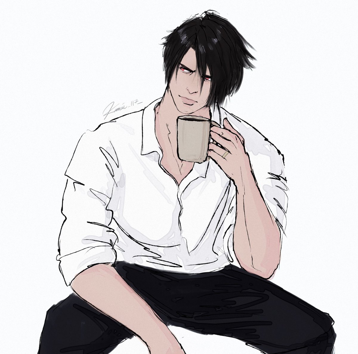 kamui_117_'s tweet photo. He’s (kinda) happier when he has coffee https://t.co/IxlrKuiBCN