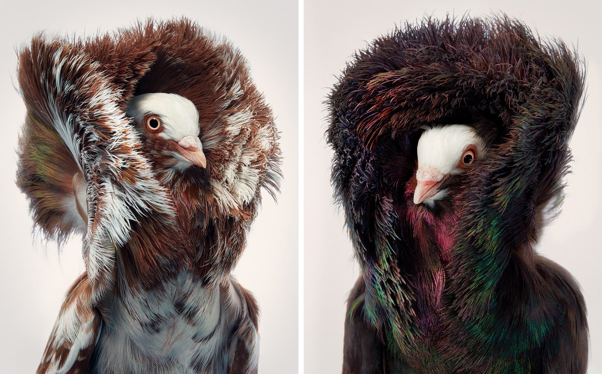 King72728282's tweet photo. Inspired by the jacobin pigeon https://t.co/oUiWRnCL9B