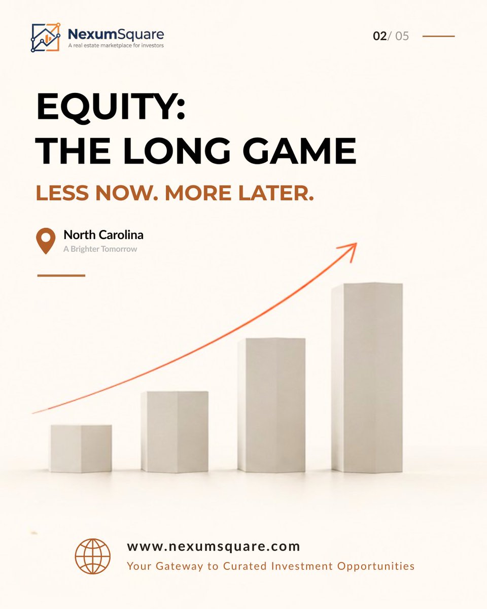 nexumsquare's tweet photo. Path 1: Equity.  

You take less income today. In exchange, you build wealth slowly - through loan paydown and appreciation.  

It's the long game. Boring in year 1. Powerful in year 10. https://t.co/NI8DM2rFE4