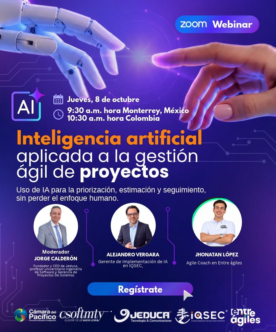 Csoftmty's tweet photo. 🤖 ¿Y si la IA te ayudara a gestionar proyectos ágiles con mayor eficiencia, sin perder el enfoque humano?
💡 IA aplicada a la gestión ágil de proyectos
💻 Webinar gratuito
🗓️ 8 oct. | 9:30 a.m. (MÉX) | Zoom
🔗 Regístrate aquí: https://t.co/RJQAdgqf7C
#IA #Agilidad #Csoftmty https://t.co/kQFKUHyUbp