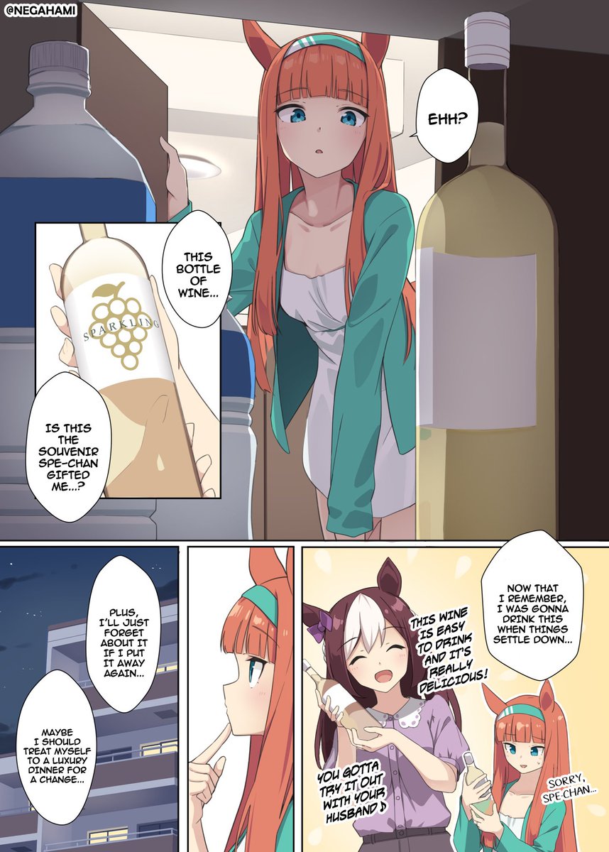 umamuchan's tweet photo. "Married life with Silence Suzuka"
From Uma Yome Vol. 9

(1/4)

#SilenceSuzuka
#Umamusumeㅤ 
#UmaTranslations https://t.co/OKAoZRWbBI