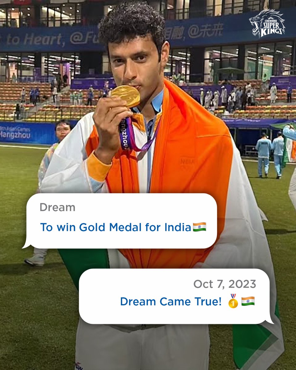 ChennaiIPL's tweet photo. #OnThisDay Rutu &amp; Co. led India to gold and etched their names in history! 🇮🇳🥇

#WhistlePodu https://t.co/5yGcbZmUY4