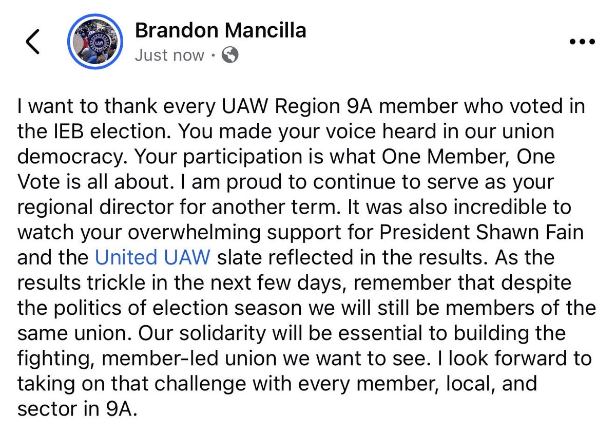 mancillabrando's tweet photo. UAW Election Count is underway. Region 9A members came out overwhelmingly for Shawn Fain and the United UAW ✊ https://t.co/rJffAIf4OL