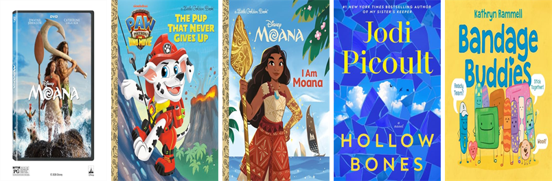 CHBoothLibrary's tweet photo. This week the Cyrenius H. Booth Library has 36 new books and one new movie.  New items include Moana, The Pup That Never Gives Up, I Am Moana, Hollow Bones, Bandage Buddies, Lilly's Surprise Pumpkins, Dead Beat, The Mouse Buffet, and The Radiance. https://t.co/Y5QnofQKCO https://t.co/d1GLA2YymC