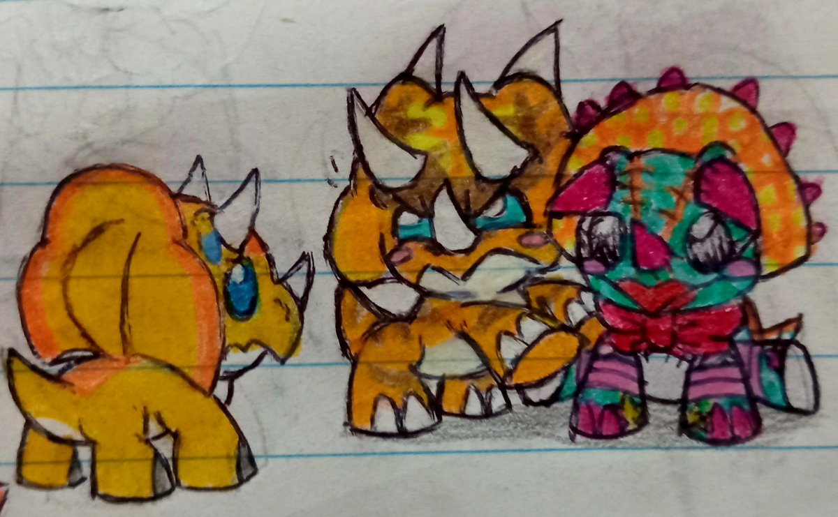 SFersaca's tweet photo. Dibuje otros dinosaurios chiquitines
A gabu con styracosaurus y 
con el
pentaceratops https://t.co/3AFFrB6VQU