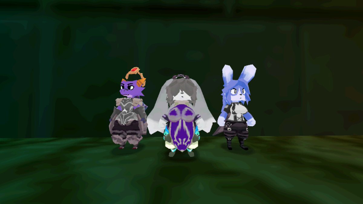 Rafurbi's tweet photo. @FurrotakoMX I've played about 100 hours in atlyss half that was just customizing my characters - collecting clothes and figuring out a outfit.
Some of my main cast.
1st Cake = Gray Bunny 
2nd Razz Azul = Blue Bunny
3rd Princess = Pink Bunny https://t.co/PRYd5QMWeD
