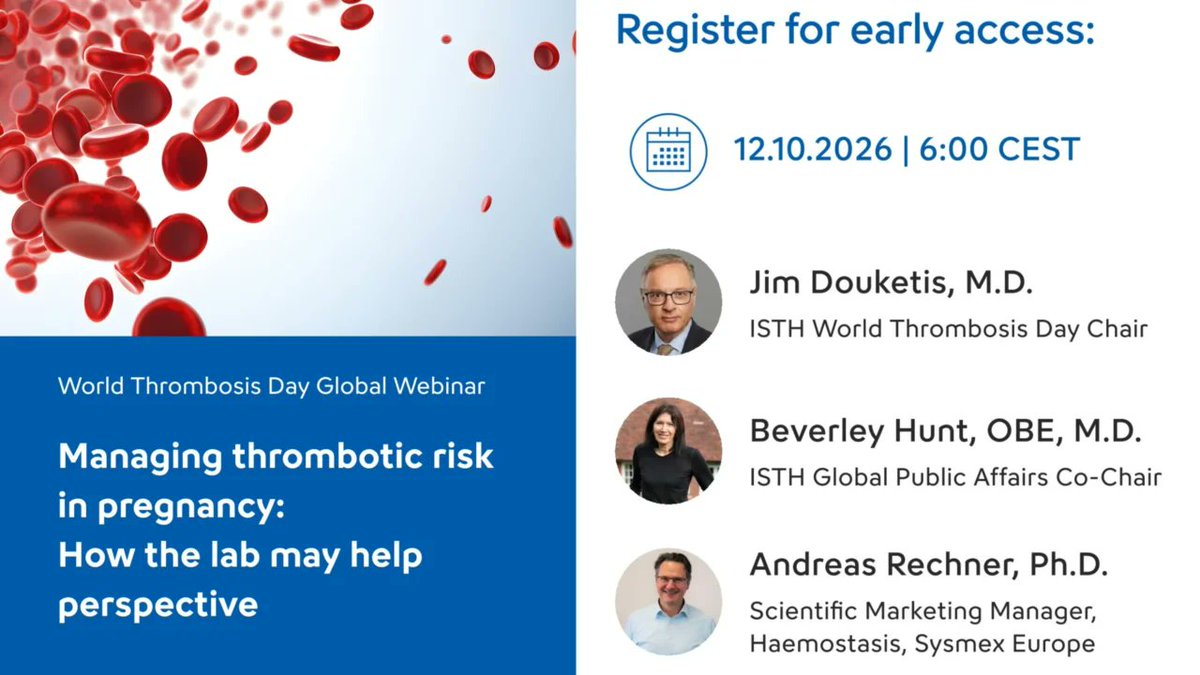 HemostasisToday's tweet photo. @SysmexEurope  - Managing Thrombotic Risk in Pregnancy – How the Lab May Help

@isth 

https://t.co/tefhQMh8u9

#HemostasisToday https://t.co/toGPrR07JR