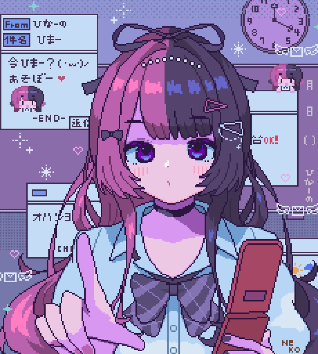 NEKOMANMA_sv's tweet photo. ✨ ᪗꒰ྀི ˶ᵔ ᵕ ᵔ꒱ྀི◞♡ ✉️↔︎✉️
『ねぇねぇ、メアド交換しよ？』
#ひなのの絵なの
#pixelart https://t.co/wNnf5pYTpL