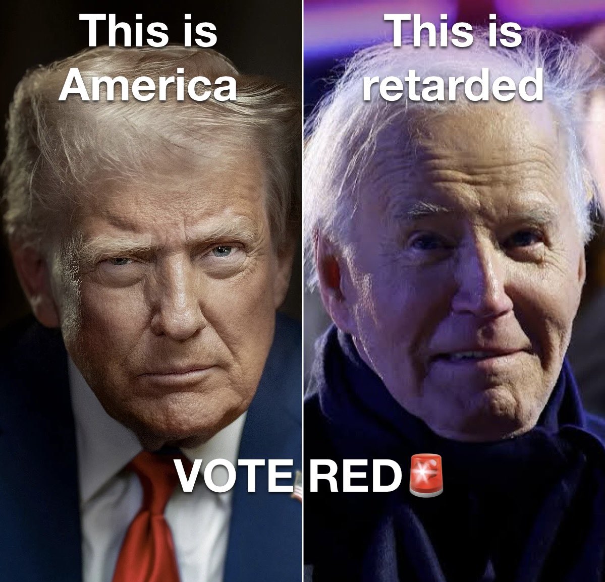 AllegedlyDrew's tweet photo. We won’t go back to retarded democratic policy. 

This is America. 🇺🇸 

VOTE RED🚨 https://t.co/9nM59fLoIT