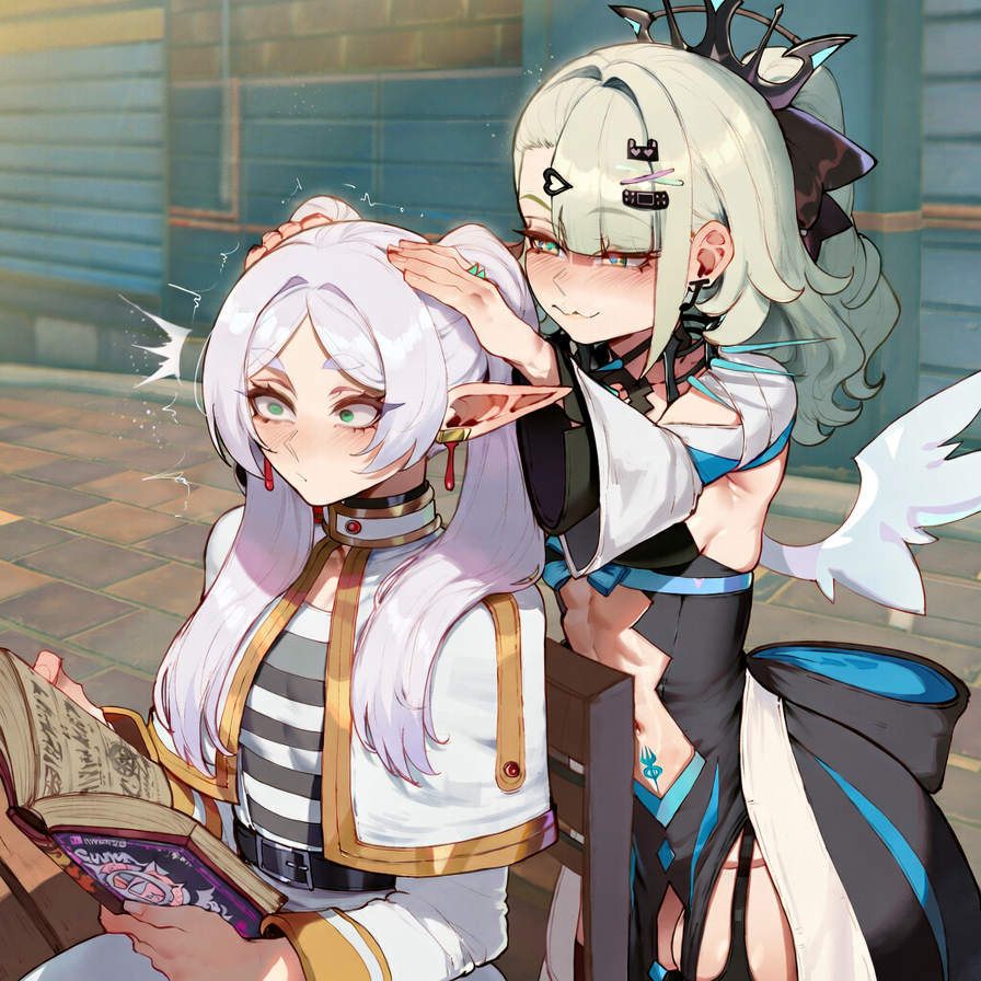 LocalShifu's tweet photo. The queen was quite tired of her old body..
 so she had a plan, luckily she met a weird elf 
that was interested by grimoires a lot... and with a plan
she tricked the elf in offering one, so she would be distracted, and the queen would claim her body.. 

"Sadly, this is how the last magician hero. died by greed"