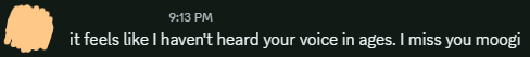 FreakyMoogi's tweet photo. > i confess to a close friend
> i get rejected
> he stops asking to vcing / game
> we talk on and off
> i take a month to get over him
> he messages this

😭😭 man my heart cannot take this https://t.co/aJHTonkJVp